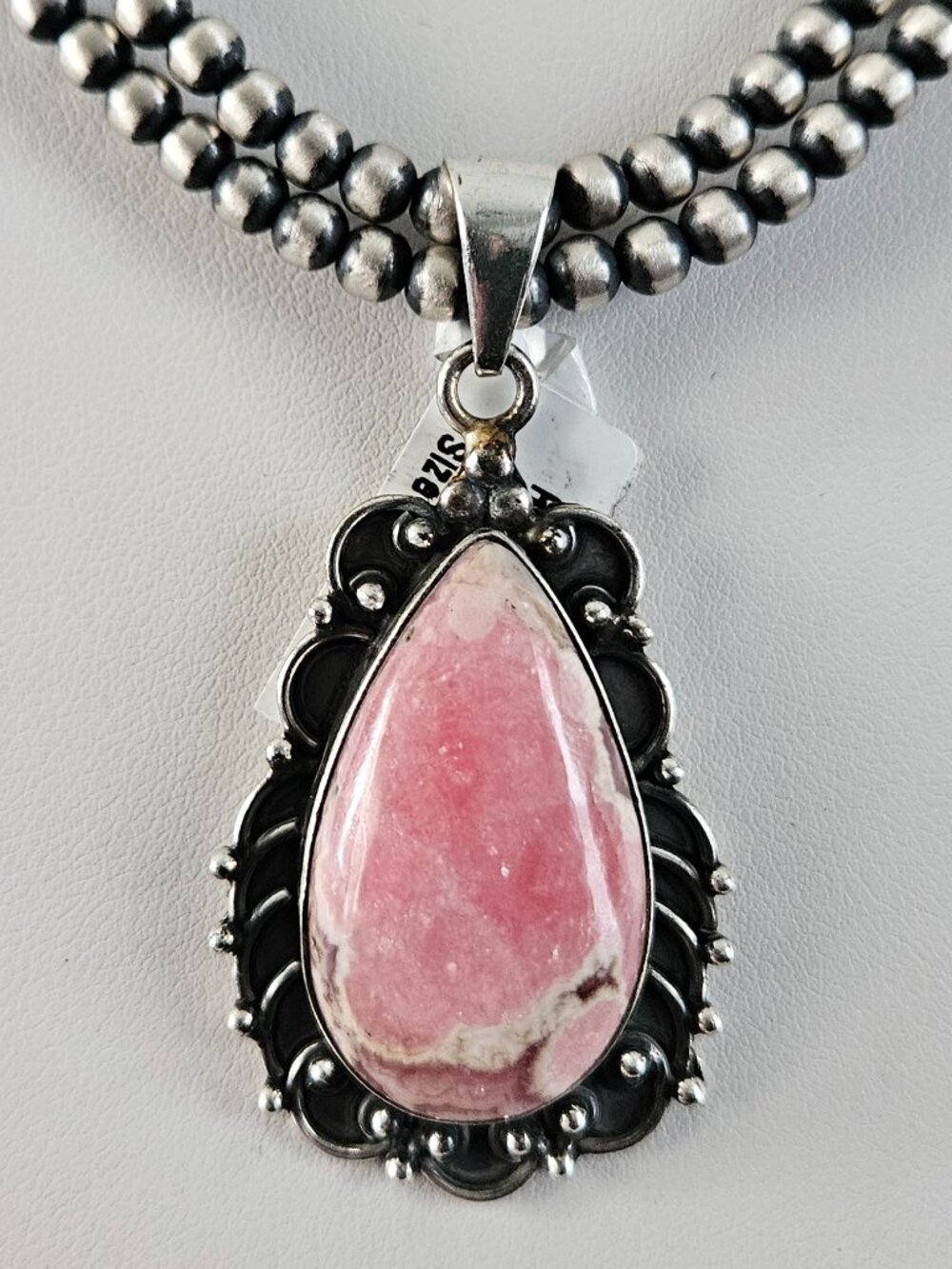 NWT Silver Plated Rhodochrosite Teardrop Pendant